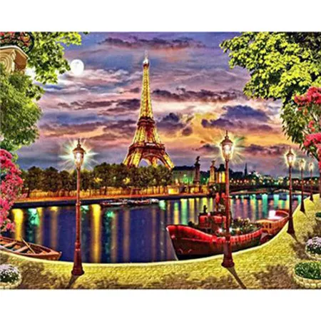 DIY 5D алмазная картина Эйфелева башня Вышивка крестиком Мозаика Алмазная вышивка башня Наклейки городской уличный Пейзаж Париж ориентир - Цвет: 5802362