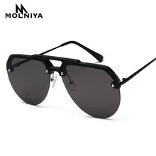 Новые модные полуоправы пилот красные солнцезащитные очки для женщин Роскошные негабаритные солнцезащитные очки для мужчин двойной луч Винтаж Ретро очки UV400