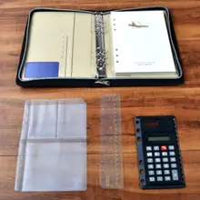 A5 Padfolio with Calculator PU Portfolio Leather Conference Document Holder Zipper Style with Pockets Office Accessories