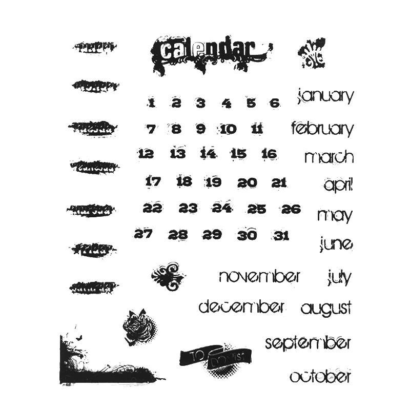 Календарного месяца номер прозрачный марки силиконовые уплотнения Трафареты для Скрапбукинг фотоальбом Бумага делая Декор поставки