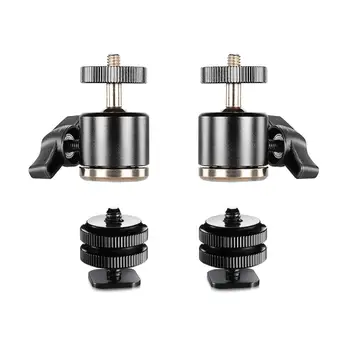 

Neewer 2 Pieces Mini Tripod Ball Head with Lock and Hot Shoe Adapter Camera Cradle 1/4 inch Screw Mount for VR Base Stations