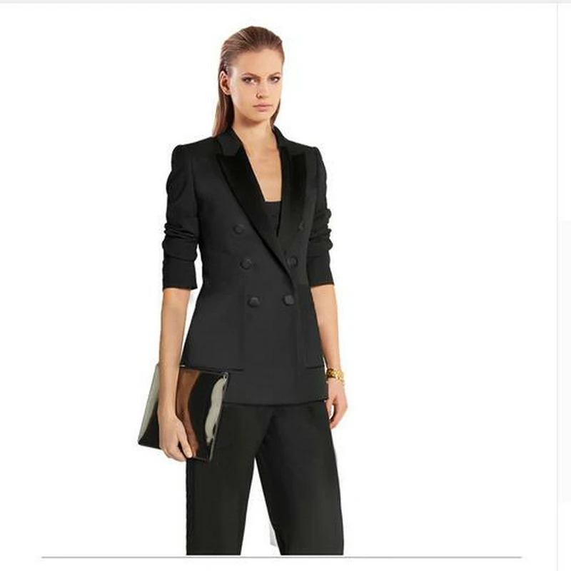 White Work Bussiness Formal Elegant Women Suit Set Blazers And Pants Office Suits Fashion Charming Peaked Lapel Women Suit