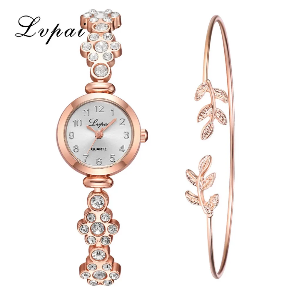 

2pcs/Set Luxury Fashion Simple Dial Steel Strip Watch Full Diamond Bracelet