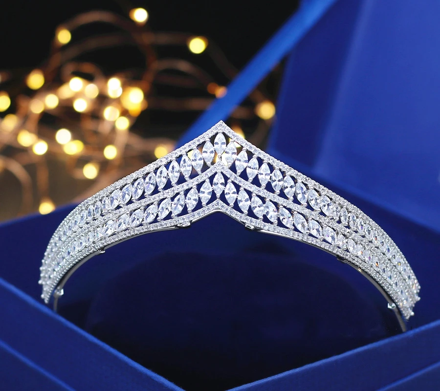 

Paved Full Cubic Zircon Tiara Zirconia Vintage Crown CZ Diadema Bridal Coroa Wedding Hair Accessories Bijoux Cheveux WIGO1311