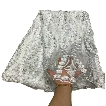 

2018 High Quality Lace Fabric White French Stylish Tulle Lace Fabric With Stones Party African Lace Material H810-1