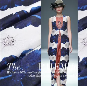 

Tutu Dress clothing umbrella skirt cloth egger noble blue dye printing treasure flower Coat Fabrics