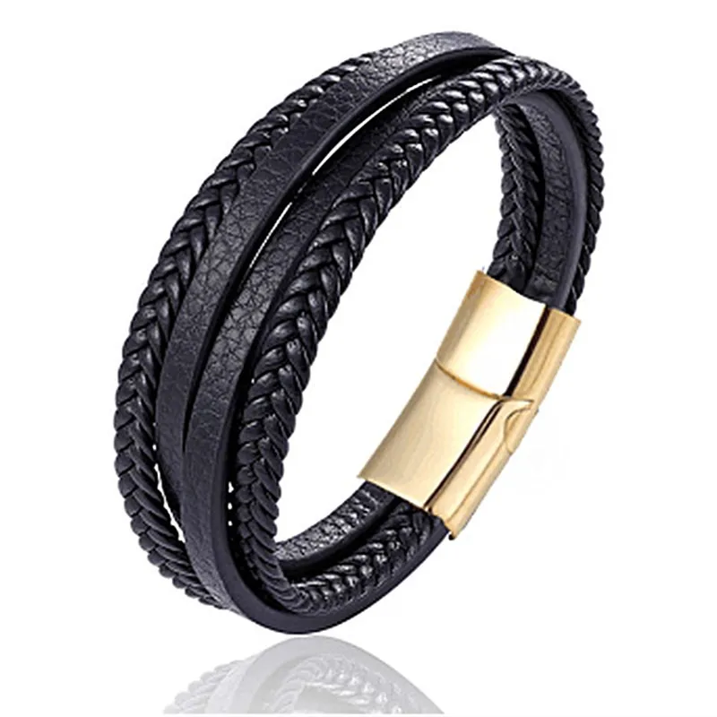 

Multilayer Real Leather Bracelet Men Stainless Steel Magnet Buckle Men Gift Friendship Bracelet For Women's Gift Spring Style