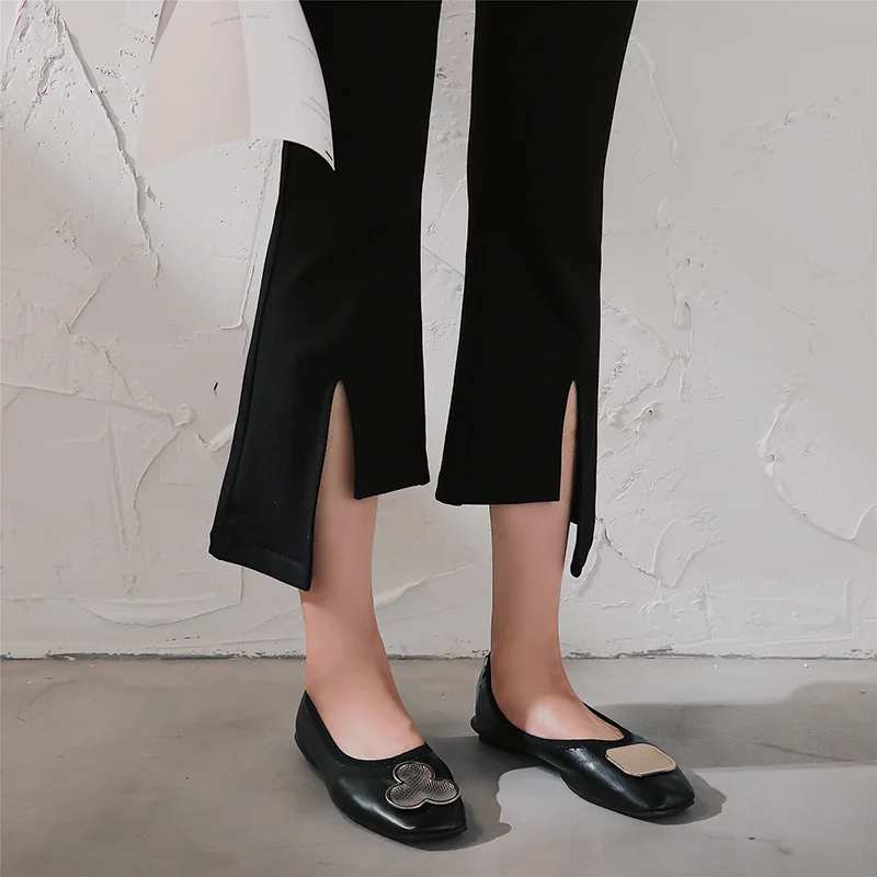 Split casual flare pants Korean version of high waist stretch fashion temperament nine pants women wide leg plus size trousers Split casual flare pants Korean version of high waist stretch fashion temperament nine pants women wide leg plus size trousers