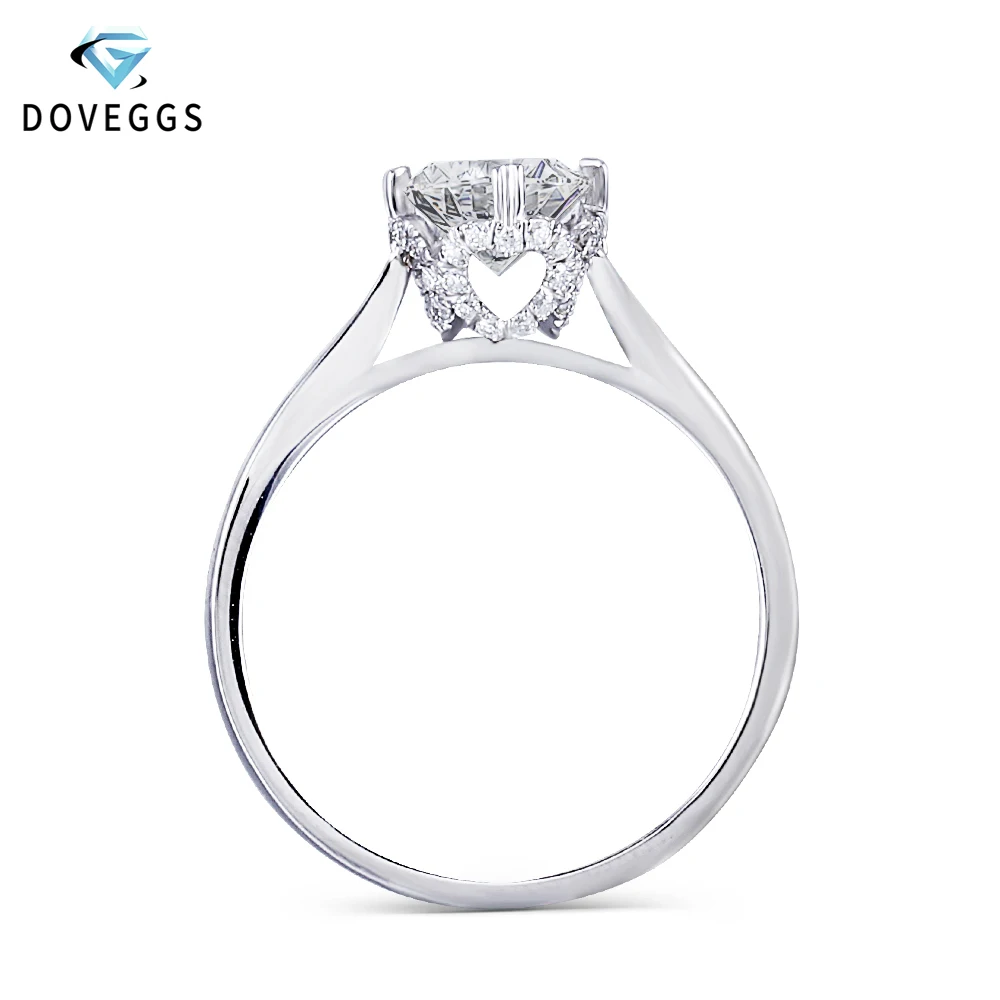 DovEggs 14K белый золотой центр 1 карат 6 мм F цвет превосходный Муассанит бриллиант