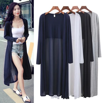 

Summer Cardigan Women Long 2019 Ladies Summer Cardigans White Chiffon Long Cardigan Women Blouse Summer Boho Full Sleeve New