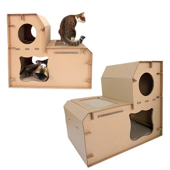 

Corrugated Paper Cat Furniture Eco-Friendly Recyclable Scratch-Resistant Cat Cardboard Furniture Lounge Cave Nest Bed Pet House