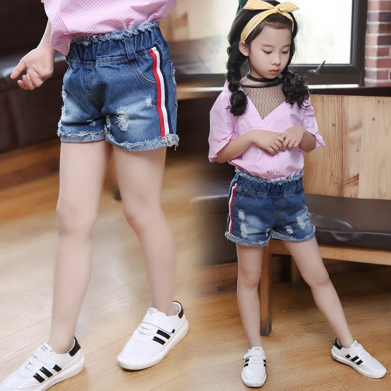 Summer Shorts Denim Babies Girl Hole Jeans High Waisted Shorts Kids