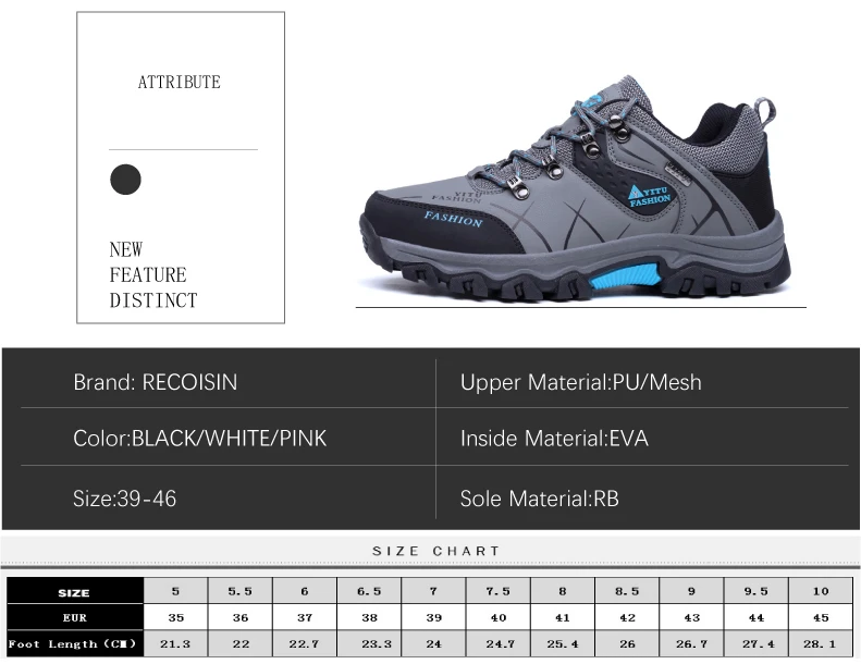 Men Hiking Shoes Waterproof Anti-Skid Outdoor Trekking Shoes High Quality Climbing Sneakers Man Sports Shoes Plus Size 39~47 (2)