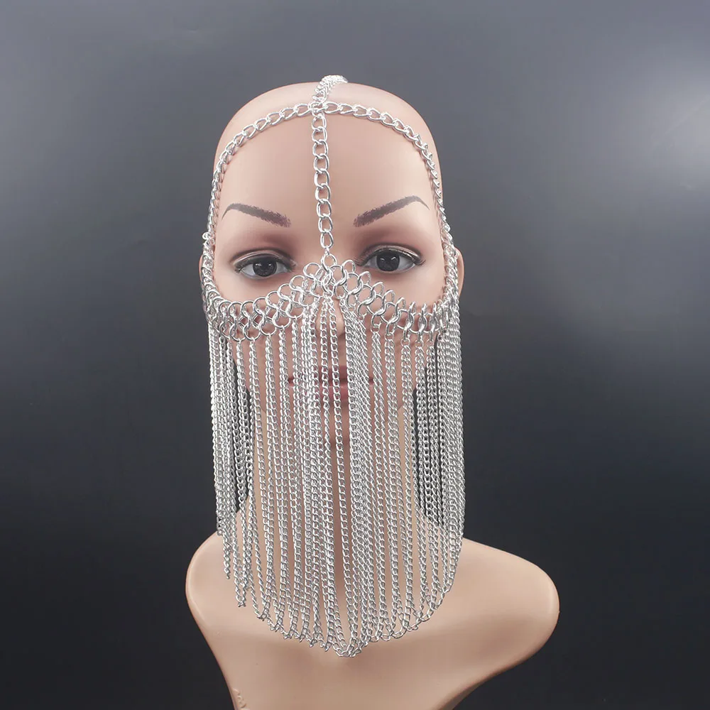 

New Luxury Fashion Women Punk Multi Layer Metal Head Chain Jewelry Forehead Headband Chunky Gold/Silver 2 colors Hair Jewelry
