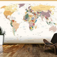 Пользовательские детские обои, карта мира в винтажном стиле, 3D мультфильм фрески для детских комнат гостиной Виниловые обои