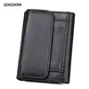 GENODERN Genuine Leather Men Wallets Fashion Short Luxury Male Purse High Quality Trifold Male Wallets with Hasp 1