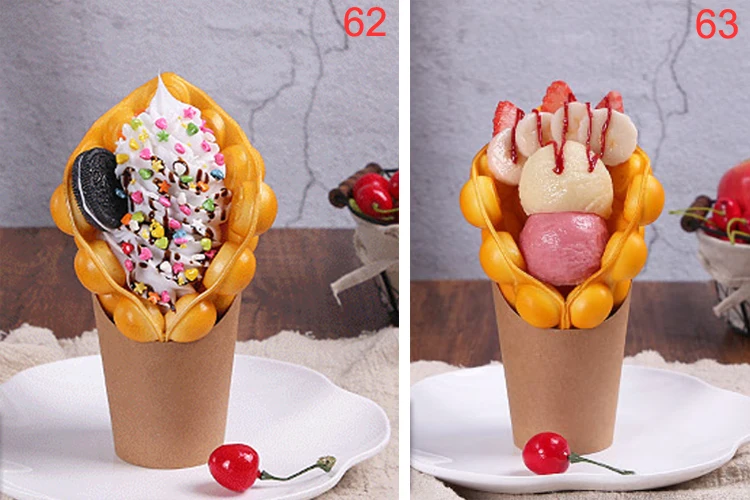 Fake Ice Cream Egg Waffle Model Display Sample Simulation Food Eggettes Puff Egg Bubble Waffle Model Dessert Props Display