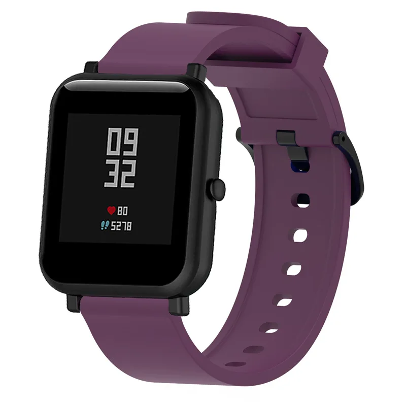 Силиконовый ремешок для часов Xiaomi Huami Amazfit Bip Little Band 20 мм ремешок для Amazfit Beep браслет на запястье samsung Team S2 Be - Цвет: Purple