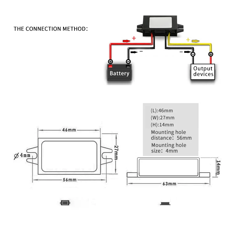 Voltage Converter 12V to 3.3V 3.7V 4.2V 5V 6V 7.5V 9V 2A Car Power Supply IP67 Waterproof DC Step-down Buck Module Converters