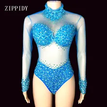 4 цвета камни перспектива сетки боди с длинным рукавом сексуальные сценические костюмы роскошные стразы трико