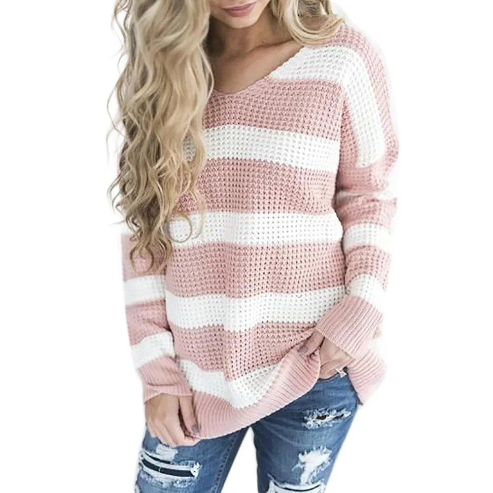 Casual Long Sleeve Knitted Sweater Women Warm Winter