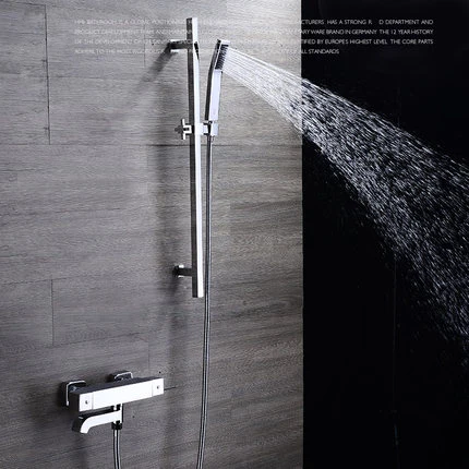  Bathroom rmostatic Lifting Shower Set Solid Brass Chrome Finish Wall Mounted Shower Faucet with wit
