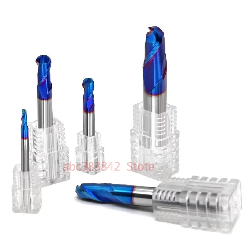 

Free delivery HRC65 nano-coated carbide ball end milling cutter 2 straight handle round end milling cutter slot