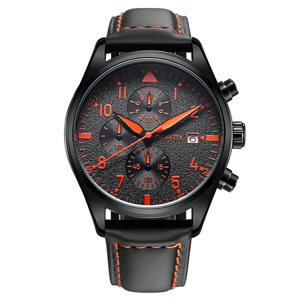 

OCHSTIN GQ043B Waterproof Mens Watches Analog Quartz Watch Men Genuine Leather Strap Man Wristwatch Clock relogio masculino