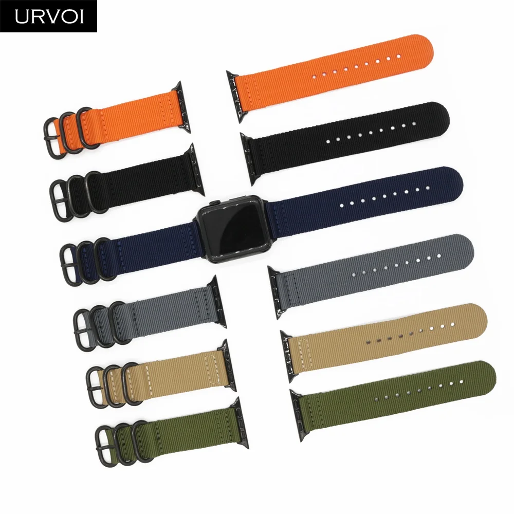 URVOI NATO band для apple watch Series 5 4 3 2 1 лямка из нейлоновой ткани для iwatch двойные кольца цвета современный дизайн с адаптерами