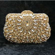 Для женщин синего цвета с украшением в виде кристаллов клатч из металла цвета шампанского вечерние вечерний клатч в стиле minaudiere Свадебная вечеринка модная сумочка и кошелек Свадебные ручная сумка, золотистый цвет