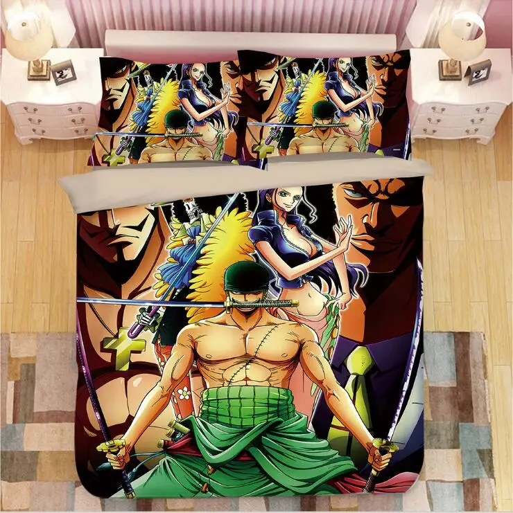 

Duvet Cover Cartoon animation One Piece Lufei 3pcs British Style Family student dormitory Quilt cover pillowcase Home Textile