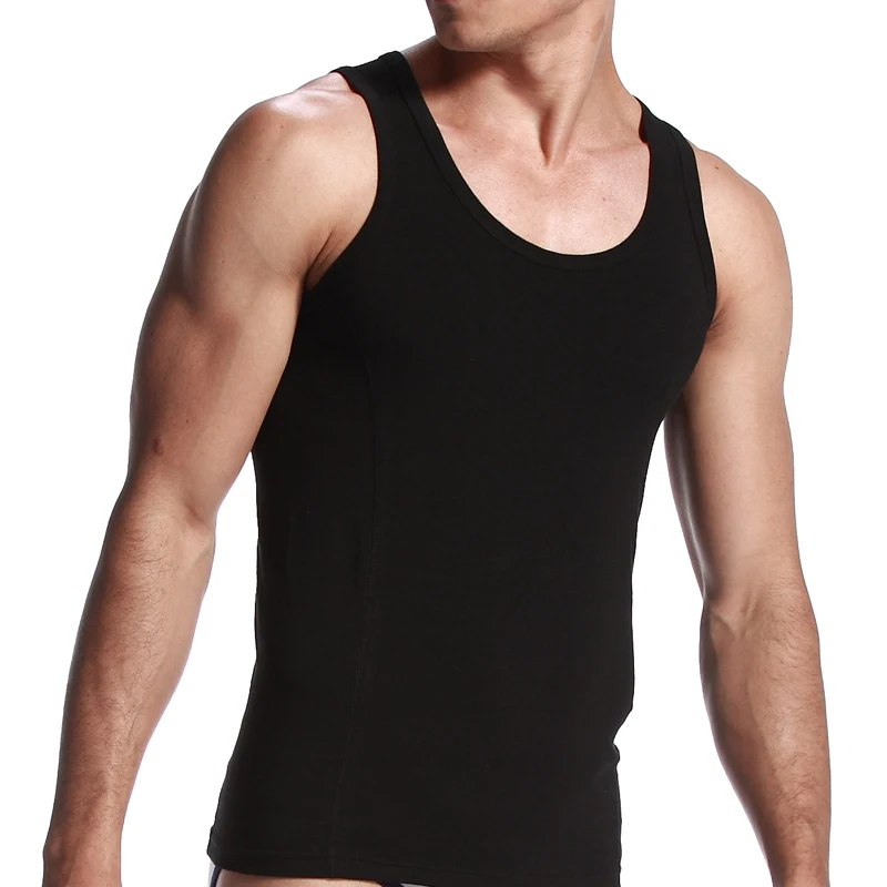 Wholesale Cotton Solid Underwear Bodybuilding Black Tank Tops Slim ...