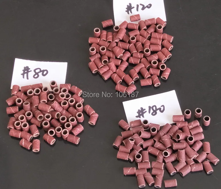 

Wholesales 1000pcs Assorted Size 80g/120g/180g sanding bands for electric nail drill for professional manicure pedicure