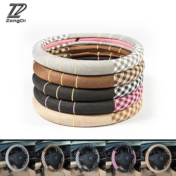 

38cm Flax Car Styling Steering Wheel Cover For Ford Focus 2 3 VW Passat B6 B5 B7 B8 Toyota Avensis Skoda Octavia Rapid Fabia