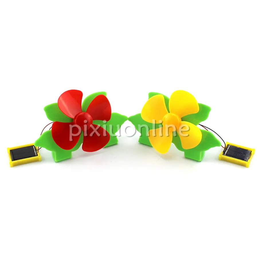 1suit J721 Red/Yellow Solar Energy Power Supply Rotate Flower Model Toy Making Free Russia Shipping