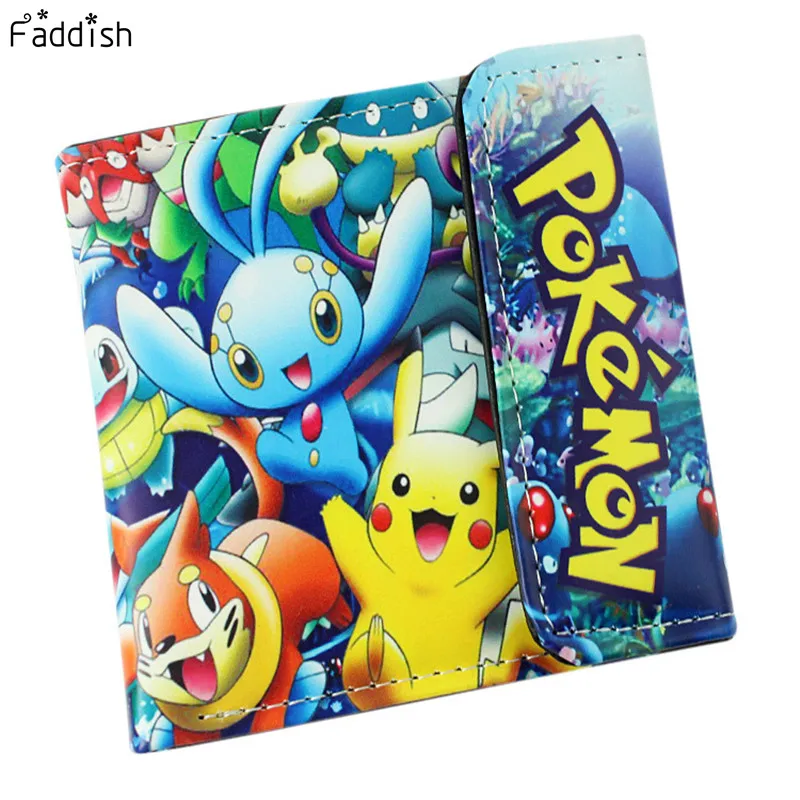  Free Shipping Faddish Brand Anime Cartoon Wallet Poke Pocket Monster Pikachu Purse Two/Three Fold Wallets 