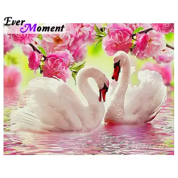 

Ever Moment Handmade Diamond Painting Swan Love Romantic Flower 5D DIY Full Square Diamond Embroidery Picture Mosaic S2F109