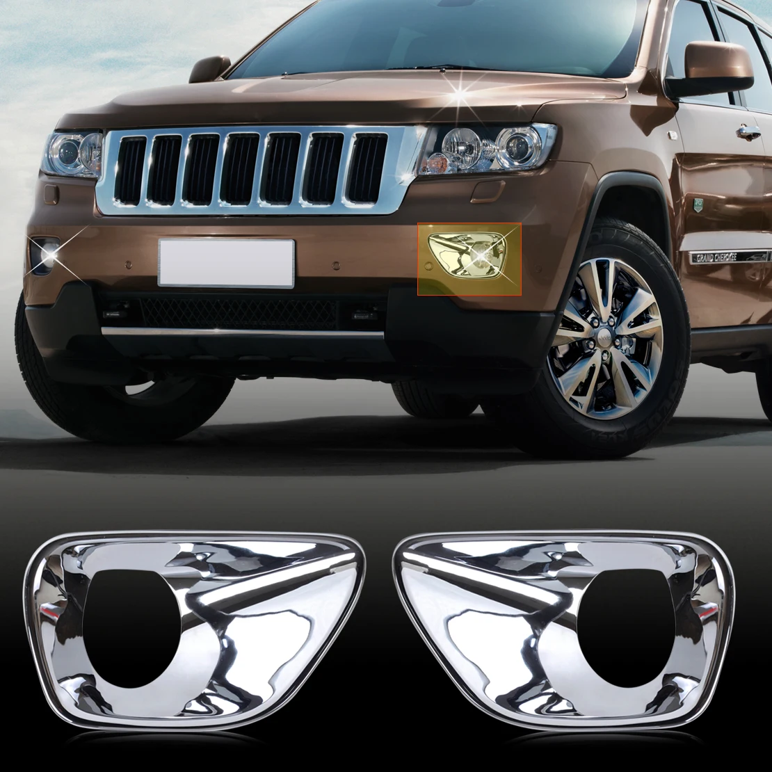 DWCX 2pcs Triple Chrome Front Fog Lamp Light Cover ...