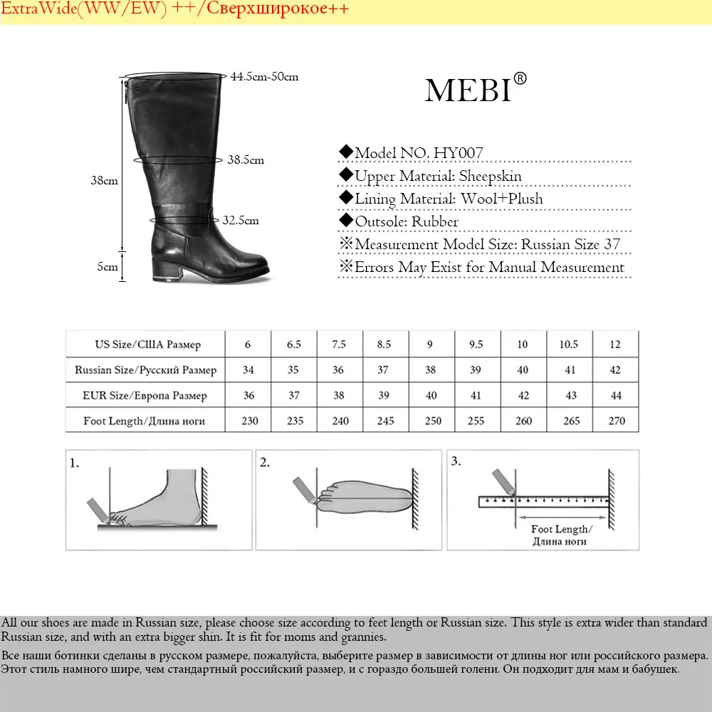 MEBI; женские зимние ботинки; теплые кожаные ботинки до середины икры на меху и плюше; очень широкие женские ботинки из овечьей кожи; Botas; женская обувь из натуральной кожи