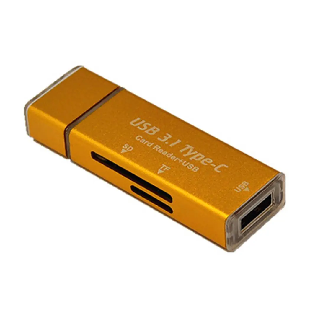 gold Многофункциональный высокоскоростной USB3.1 тип-c OTG кардридер и концентратор SD, TF дощечка для записей для телефона, для компьютера - Цвет: gold