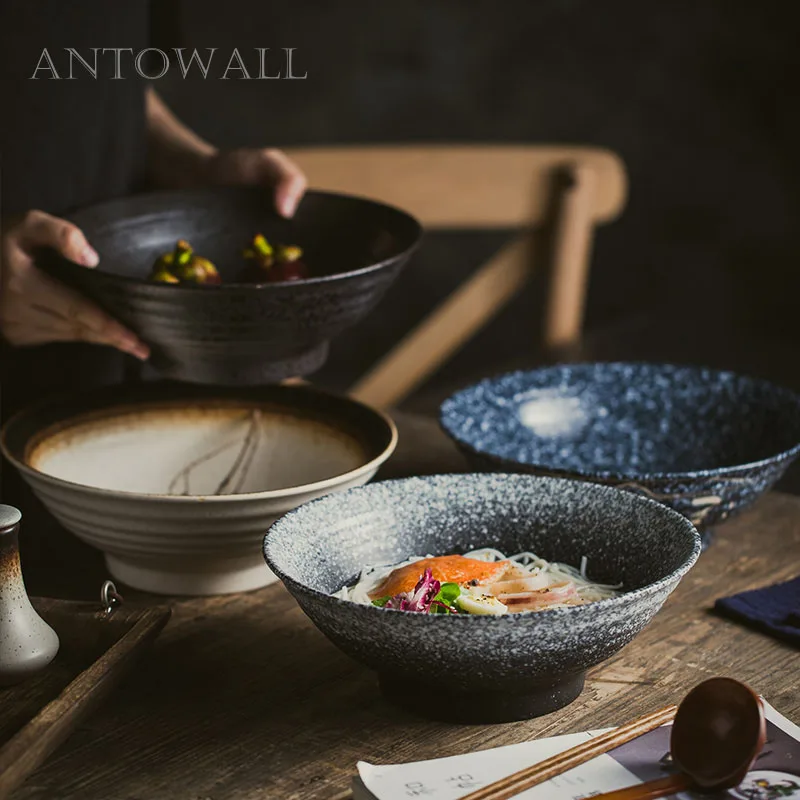 

ANTOWALL Japanese retro ramen bowl home large-scale instant noodles soup bowl restaurant commercial 10 inch large capacity bowl