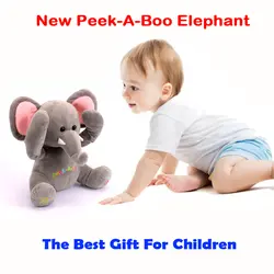 Бесплатная доставка Новый Peek A Boo слон, мягкие анимированные и плюшевые игрушки слон, поющие музыкальные игрушки для малышей подарок для