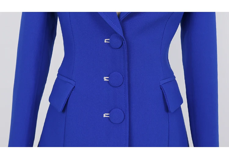 Новинка, Женский деловой офисный костюм и брюки, комплект, тонкий высококачественный синий костюм, куртка, женские модные штаны из двух предметов