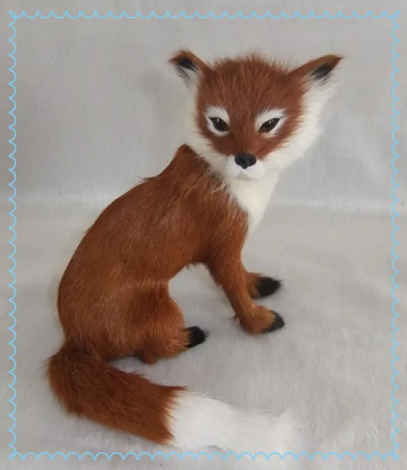 simulation cute squatting fox 16x14cm model polyethylene&furs fox model home decoration props ,model gift d293
