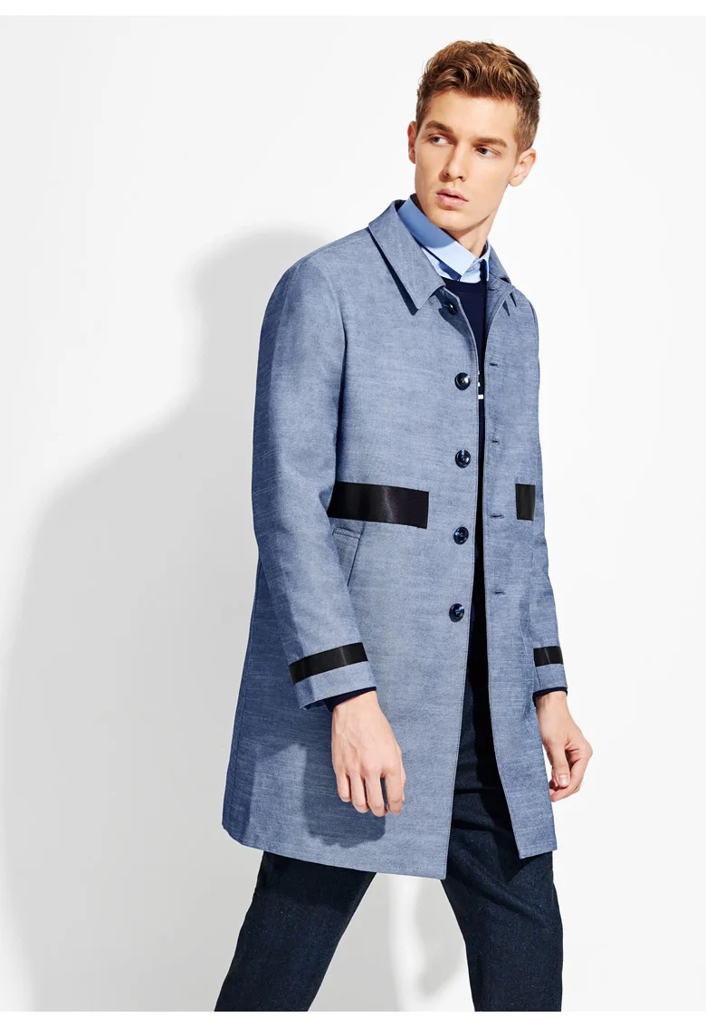 Брендовая мужская одежда, модный весенний английский стиль, мужской длинный плащ, однобортное мужское пальто, куртки, пальто из кусков