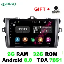 Autoradio Funrover 8 Inch 2g+32g 2 Din Android 8.0 Car Dvd Player For Toyota Corolla 2007 2008 2009 2010 2011 Radio Navigation