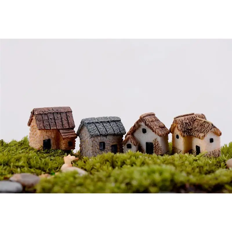 4 шт. миниатюрный садовый ландшафт микро деревенские каменные дома Thatched Huts DIY