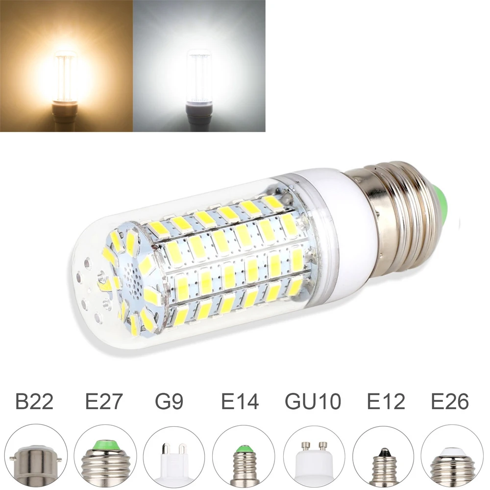 E27 E26 B22 E12 E14 GU10 G9 Тип цоколя 5730 SMD чип-диод лампочка светодиодное освещение кукурузы лампа Светодиодная лампа накаливания светильник лампочка 110V