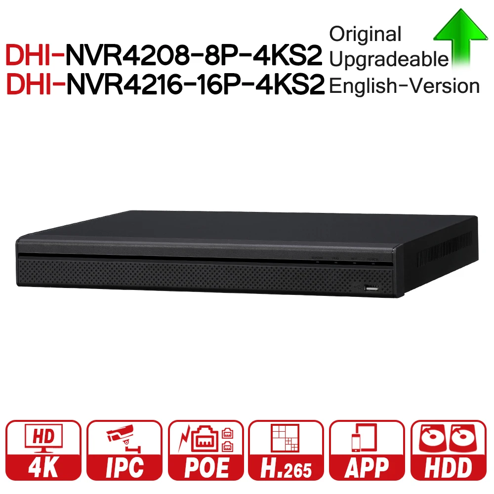 Видеорегистратор DH 4K NVR с поддержкой порта PoE порт POE H.265 2 SATA для профессиональной