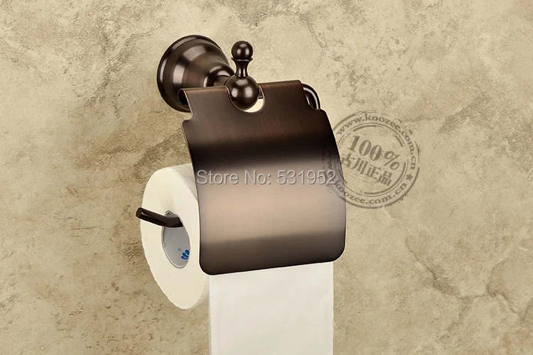 

free shipping Stain Black Wall-mounted Toilet Roll Holders Toilet Paper Storage With Cover bathroom accessories wholesale
